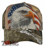 NEW! EAGLE USA FLAG BALL CAP HAT FOREST CAMO TAN