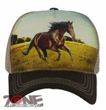NEW! MESH WILD HORSE BALL CAP HAT BROWN TAN
