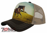 NEW! MESH WILD HORSE BALL CAP HAT BROWN TAN