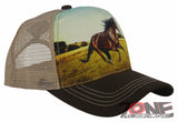 NEW! MESH WILD HORSE BALL CAP HAT BROWN TAN