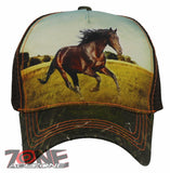 NEW! MESH WILD HORSE BALL CAP HAT FOREST CAMO BROWN