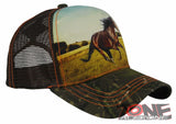 NEW! MESH WILD HORSE BALL CAP HAT FOREST CAMO BROWN