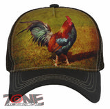 NEW! MESH BIG COCK ROOSTER FIGHT BALL CAP HAT GRAY BROWN