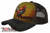 NEW! MESH BIG COCK ROOSTER FIGHT BALL CAP HAT GRAY BROWN