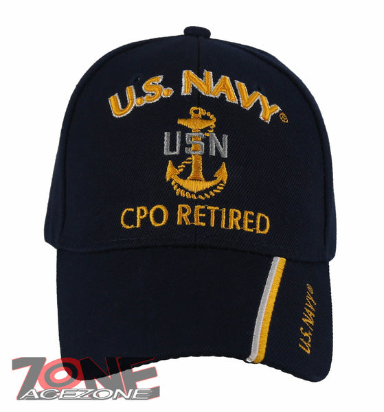 NEW! US NAVY USN CPO RETIRED BALL CAP HAT NAVY
