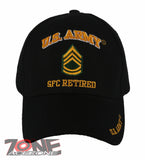 NEW! US ARMY SFC RETIRED BALL CAP HAT BLACK
