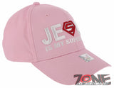 NEW! JESUS IS MY SUPER HERO CHRISTIAN COTTON BASEBALL CAP HAT PINK