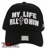 NEW! JESUS MY LIFE ALL TO HIM I LOVE JESUS CHRISTIAN BASEBALL CAP HAT BLACK