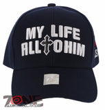 NEW! JESUS MY LIFE ALL TO HIM I LOVE JESUS CHRISTIAN BASEBALL CAP HAT NAVY