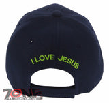 NEW! ONE WAY JOHN 14:6 I LOVE JESUS CHRISTIAN BASEBALL CAP HAT NAVY