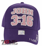 JESUS JOHN 3:16 I LOVE JESUS CHRISTIAN BASEBALL CAP HAT PURPLE
