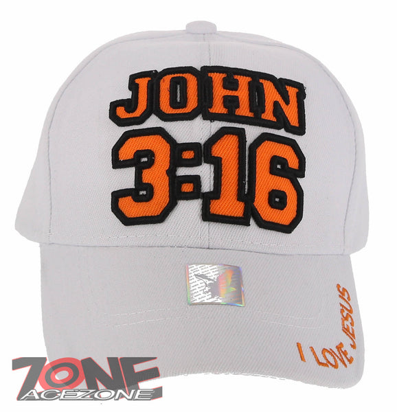 JESUS JOHN 3:16 I LOVE JESUS CHRISTIAN BASEBALL CAP HAT WHITE