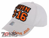 JESUS JOHN 3:16 I LOVE JESUS CHRISTIAN BASEBALL CAP HAT WHITE