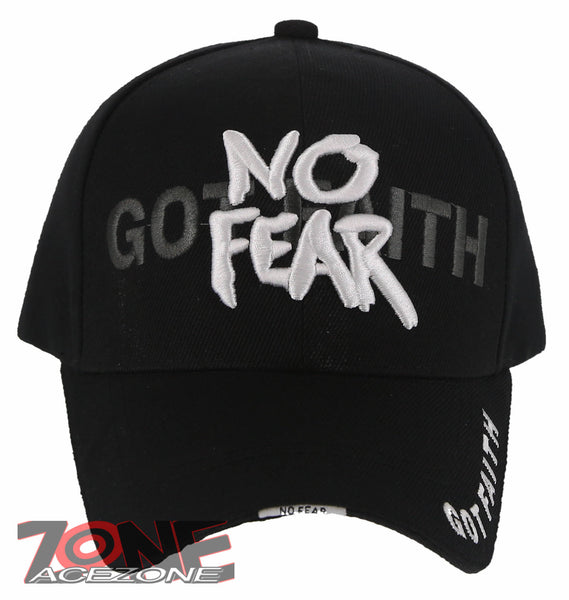 NO FEAR GOT FAITH SHADOW JESUS CHRISTIAN BASEBALL CAP HAT BLACK