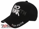 NO FEAR GOT FAITH SHADOW JESUS CHRISTIAN BASEBALL CAP HAT BLACK