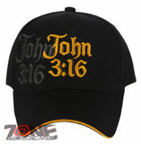 JOHN 3:16 JESUS SHADOW CHRISTIAN BASEBALL CAP HAT BLACK