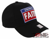 NEW! JESUS STRONG BY FAITH I LOVE JESUS CHRISTIAN BASEBALL CAP HAT BLACK