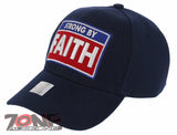 NEW! JESUS STRONG BY FAITH I LOVE JESUS CHRISTIAN BASEBALL CAP HAT NAVY