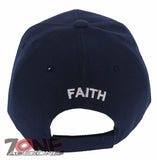 NEW! JESUS STRONG BY FAITH I LOVE JESUS CHRISTIAN BASEBALL CAP HAT NAVY