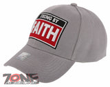 NEW! JESUS STRONG BY FAITH I LOVE JESUS CHRISTIAN BASEBALL CAP HAT GRAY