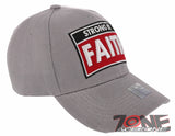 NEW! JESUS STRONG BY FAITH I LOVE JESUS CHRISTIAN BASEBALL CAP HAT GRAY