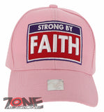 NEW! JESUS STRONG BY FAITH I LOVE JESUS CHRISTIAN BASEBALL CAP HAT PINK