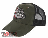 NEW! BULLDOG HEAD MESH TRUCKER SNAPBACK BASEBALL CAP HAT CAMOUFLAGE OLIVE
