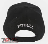 NEW! DOG PITBULL HEAD BASEBALL CAP HAT ALL BLACK