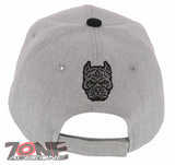NEW! DOG PITBULL HEAD BASEBALL CAP HAT GRAY BLACK