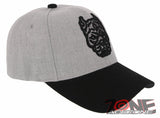 NEW! DOG PITBULL HEAD BASEBALL CAP HAT GRAY BLACK