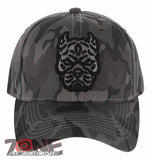 NEW! DOG PITBULL HEAD BASEBALL CAP HAT CAMOUFLAGE GRAY