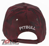 NEW! DOG PITBULL HEAD BASEBALL CAP HAT CAMOUFLAGE BURGUNDY