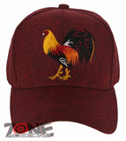 NEW! BIG COCK ROOSTER FIGHT BASEBALL CAP HAT BURGUNDY