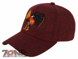 NEW! BIG COCK ROOSTER FIGHT BASEBALL CAP HAT BURGUNDY