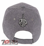 NEW! SKELETON HAND MIDDLE FINGER BASEBALL CAP HAT ALL GRAY