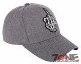 NEW! SKELETON HAND MIDDLE FINGER BASEBALL CAP HAT ALL GRAY