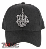 NEW! SKELETON HAND MIDDLE FINGER BASEBALL CAP HAT CHARCOAL GRAY