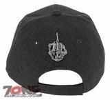 NEW! SKELETON HAND MIDDLE FINGER BASEBALL CAP HAT CHARCOAL GRAY