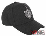 NEW! SKELETON HAND MIDDLE FINGER BASEBALL CAP HAT CHARCOAL GRAY