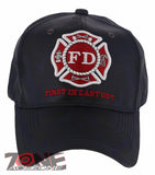 FD FIRE DEPARTMENT FIRST IN LAST OUT BASEBALL CAP HAT CAMOUFLAGE NAVY
