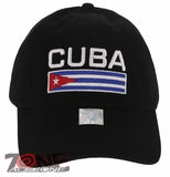 NEW! CUBA FLAG COTTON BASEBALL CAP HAT BLACK