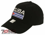 NEW! CUBA FLAG COTTON BASEBALL CAP HAT BLACK
