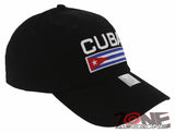 NEW! CUBA FLAG COTTON BASEBALL CAP HAT BLACK