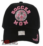 NEW! SOCCER MOM SPORT STONE BASEBALL CAP HAT BLACK