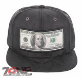 NEW! US 100 DOLLAR BILL PATCH FLAT BILL BASEBALL CAP HAT CAMOUFLAGE BLACK