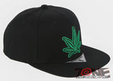 NEW! MARIJUANA WEED LEAF CANNABIS FLAT BILL SNAPBACK BASEBALL CAP HAT BLACK
