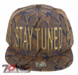 NEW! STAY TUNED FLAT BILL SNAPBACK BASEBALL CAP HAT CAMOUFLAGE KHAKI BLUE