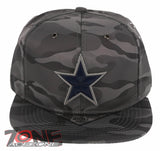 NEW! BIG LEATHER STAR FLAT BILL SNAPBACK BASEBALL CAP HAT CAMOUFLAGE GRAY