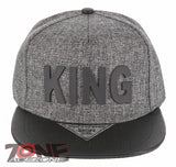 NEW! PVC KING FLAT LEATHER BILL SNAPBACK BASEBALL CAP HAT GRAY