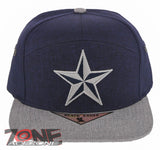 NEW! DALLAS STAR TEXAS FLAT BILL 7 PANEL SNAPBACK BASEBALL CAP HAT GRAY NAVY